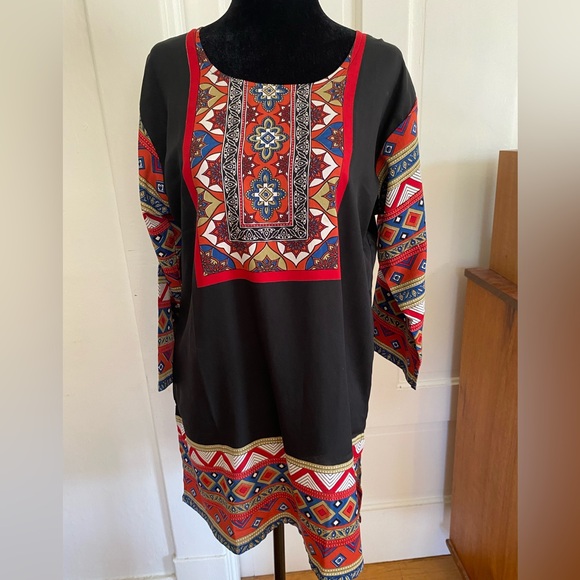 Trini Dakshini Boho Black & Red Tunic bundle of 2. Says XL but fits like a M/L - Picture 2 of 13